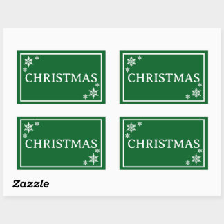 Green Snowflakes Simple Christmas Word Rechteckiger Aufkleber