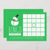 Green Snowman, Christmas Party Bingo Einladung (Vorne/Hinten)