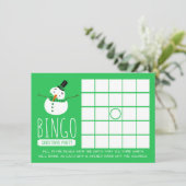 Green Snowman, Christmas Party Bingo Einladung (Stehend Vorderseite)