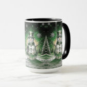 Green Snowman Snowflakes Holiday Mug Tasse (VorderseiteRechts)