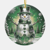 Green Snowman Snowflakes Holiday Ornament (Vorne)