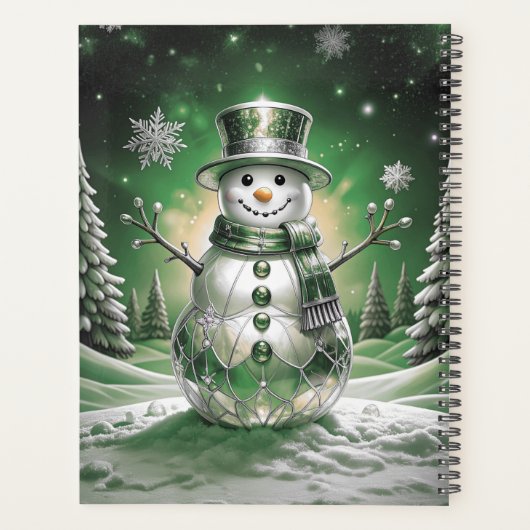 Green Snowman Snowflakes Holiday Planer (Rückseite)