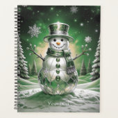 Green Snowman Snowflakes Holiday Planer (Vorderseite)