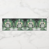 Green Snowman Snowflakes Holiday Wasserflaschenetikett (Einzelnes Label)