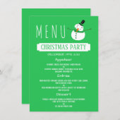 Green Snowman, Weihnachts-Party-Menü Einladung (Vorne/Hinten)