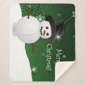 Green Snowman Winter Christmas Sherpa Blanket Sherpadecke (Vorderseite)
