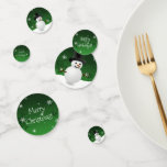 Green Snowman Winter Scene Christmas Confetti Konfetti<br><div class="desc">Entdecken Sie Ihre Tischdecken für Ihre Feierlichkeiten und treffen Sie sich mit diesem skurrilen grünen Winterschneemann Weihnachtstisch Confetti. Confetti Design präsentiert einen glücklichen Schneemann in einer schneebedeckten winterlichen Szene mit einem grünen Hintergrund,  der mit passenden Farbschneeflocken geschmückt ist. Mit diesem Design sind auch zusätzliche Geschenk- und Urlaubsartikel erhältlich.</div>