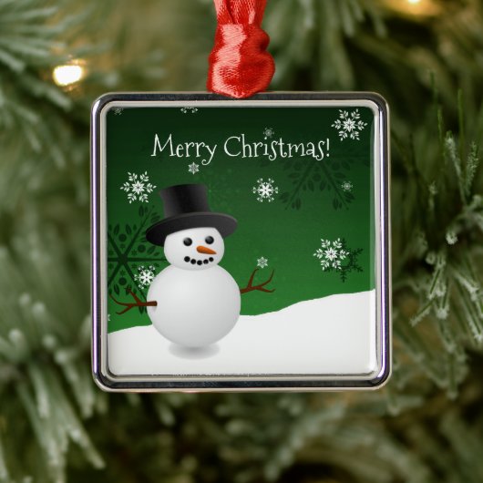 Green Snowman Winter Scene Keramik Ornament (Baum)