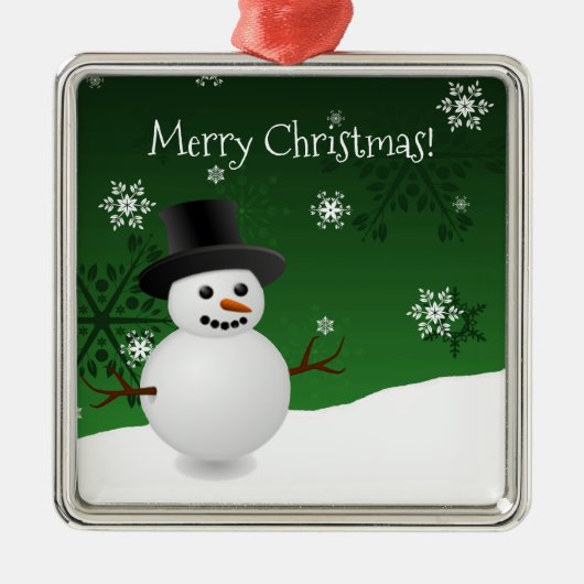 Green Snowman Winter Scene Keramik Ornament (Vorne)