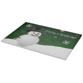 Green Snowman Winter Scene Weihnachtsschneider Boa Schneidebrett (Ecke)