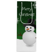 Green Snowman Winter Szene Weihnachtswein Geschenk Geschenktüte Für Weinflaschen (Vorderseite)