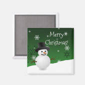 Green Snowman Winterlandschaft Weihnachtsmagnet Magnet (Vorderseite/Rückseite)