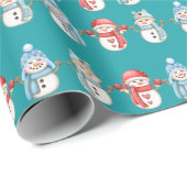 Green Snowmen Wrapping Paper Geschenkpapier (Rolleneckpunkt)