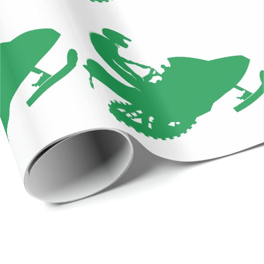 Green Snowmobile Geschenkpapier (Rolleneckpunkt)