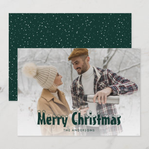 Green Snowy Foto Frohe Weihnachtskarten Feiertagskarte