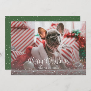 Green Snowy Foto Weihnachtskarten Feiertagskarte