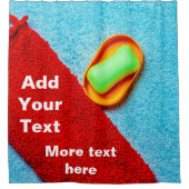 Green Soap Red Scrubber Blaues Handtuch personalis Duschvorhang (Vorderseite)