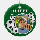 Green Soccer Ball Foto Keramik Ornament (Hinten)
