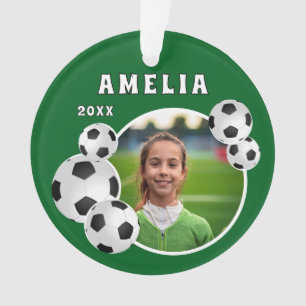 Green Soccer Ball Foto Ornament