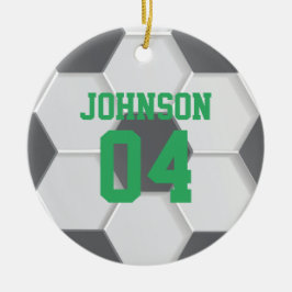Green Soccer Ball Weihnachten Keramik Ornament