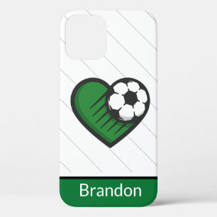 Green Soccer Liebe Kinder Name und Ball gestreift Case-Mate iPhone Hülle