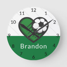 Green Soccer Love Kids Players Name & Ball Striped