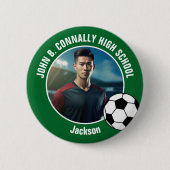Green Soccer Player Photo High School Spirit Button (Vorderseite)
