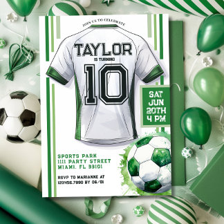 Green Soccer Sports Boy Jersey Kindergeburtstag Pa Einladung