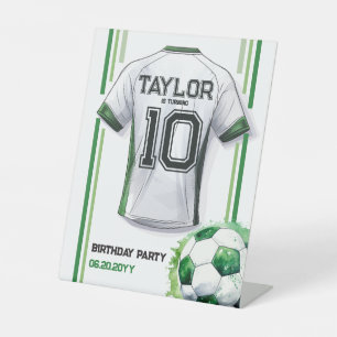 Green Soccer Sports Boy Jersey Kindergeburtstag Pa Sockelschild