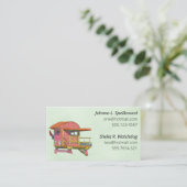 Green Social calling card-Pink Lifeguard Tower Visitenkarte (Stehend Vorderseite)