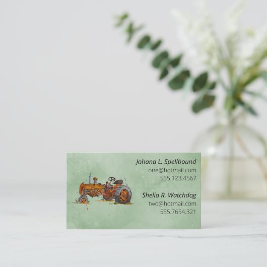 Green Social introduction calling card-tractor Visitenkarte (Stehend Vorderseite)
