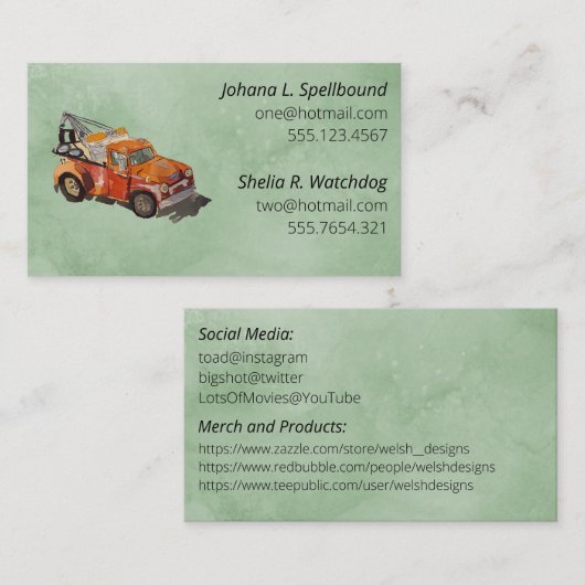 Green Social introduction calling card-wrecker Visitenkarte (Vorne/Hinten)