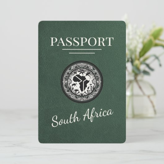 Green South Africa Passport Save The Date (Stehend Vorderseite)