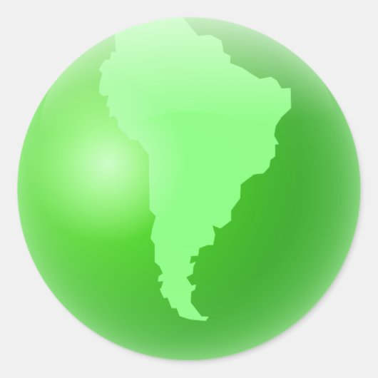 Green South America Globe Runder Aufkleber (Vorderseite)