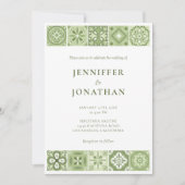 Green Spanish tiles invitation Ankündigung (Vorderseite)