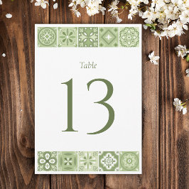 Green Spanish tiles table number Ankündigung