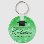 Green Sparkle Abschluss Chic Custom Graduate Schlüsselanhänger (Vorderseite)