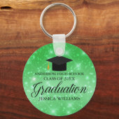 Green Sparkle Abschluss Chic Custom Graduate Schlüsselanhänger (Vorderseite)