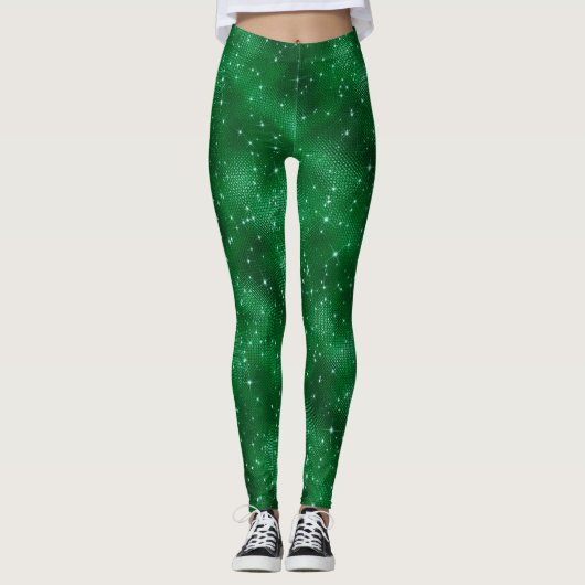 Green Sparkle Glitzer Leggings (Vorderseite)
