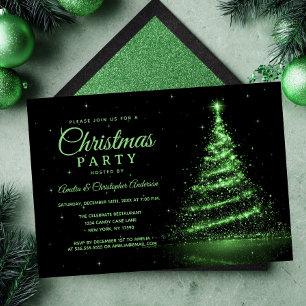 Green Sparkle Light Tree Weihnachtsfest Party Einladung