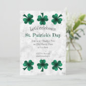 Green Sparkle Shamrock St. Patrick's Day party Einladung (Stehend Vorderseite)