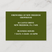 Green Sparkler Juli 4. Store Sales Fireworks Visitenkarte (Rückseite)