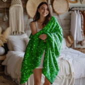 Green sparkling faux glitter pattern  fleecedecke