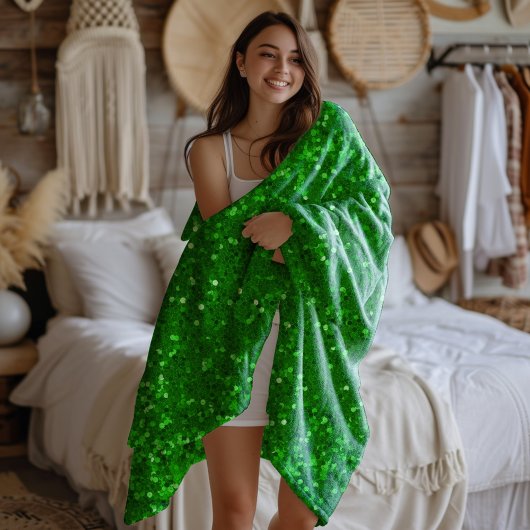 Green sparkling faux glitter pattern  fleecedecke