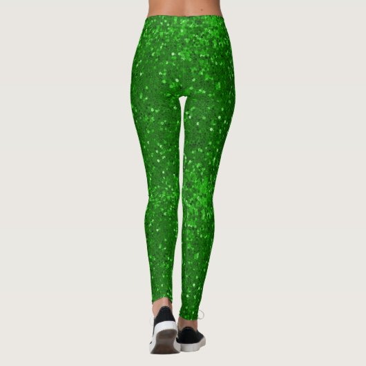 Green sparkling glitter pattern leggings (Rückseite)
