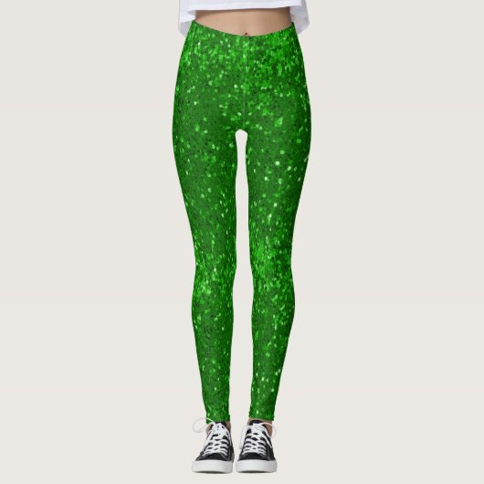 Green sparkling glitter pattern leggings (Vorderseite)