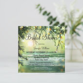 Green Sparkling Lights Beach Brautparty laden ein Einladung (Stehend Vorderseite)