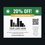 Green Special Offer Rabatt für Ihr Logo und QR-Cod Flyer<br><div class="desc">Spezieller Flyer für Ihr kleines Unternehmen mit einem grünen Banner oben kombiniert mit einem kleineren gelben Banner und fett-weißen Schriftart. Spezieller Flyer personalisiert mit Ihrem Logo,  QR-Code und individuellem Text.</div>
