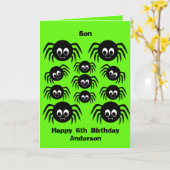 Green Spider Halloween GeburtstagsSohn Karte (Gelbe Blume)
