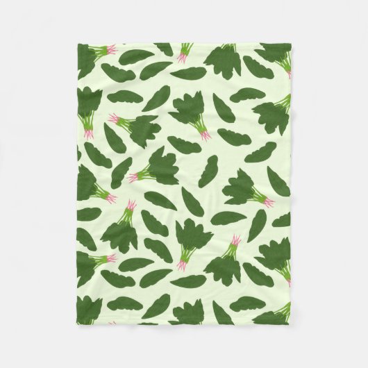 Green Spinach Blätter Muster Fleecedecke (Vorderseite)